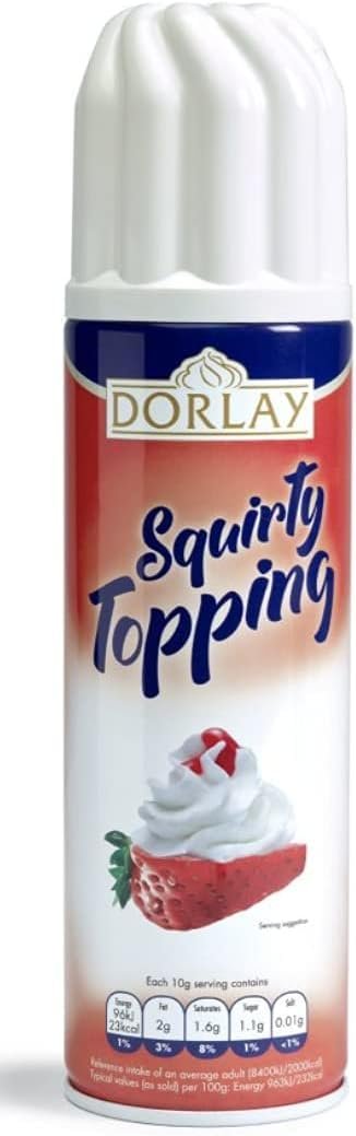 Dorlay Squirty Dessert Topping - Decorative Topping Based on Skimmed Milk and Vegetable Fat- UHT Sterilised 250gm - Image 3