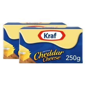 Kraftss Cheddar Cheese Block – Processed Cheddar Cheese, Pack of 2 x 250g (Imported)