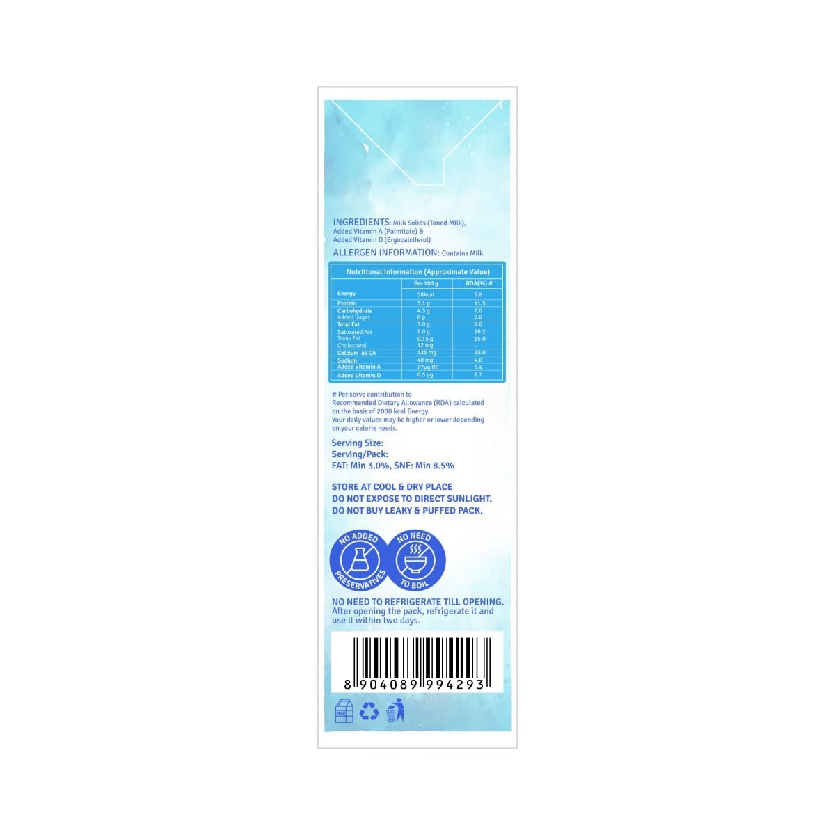 Heritage FARM FRESH TONED UHT MILK 1LTR TETRA - Image 4