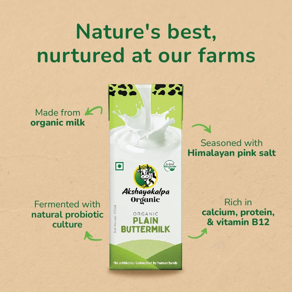 Akshayakalpa Organic Buttermilk Plain - Pack of 16 (200ml) - Image 4