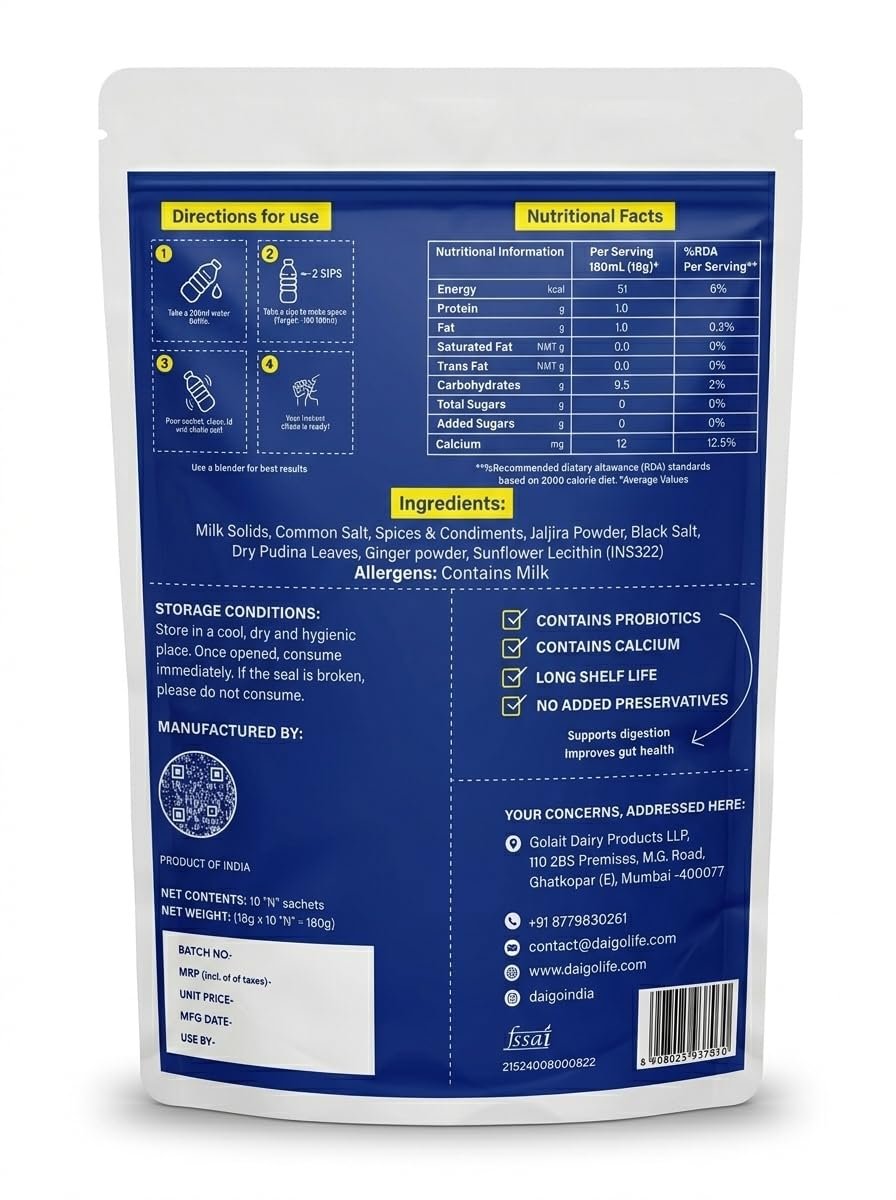 Instant Buttermilk Premix Masala and Jaljira Flavour | Pack of 10x2-260g - Image 3
