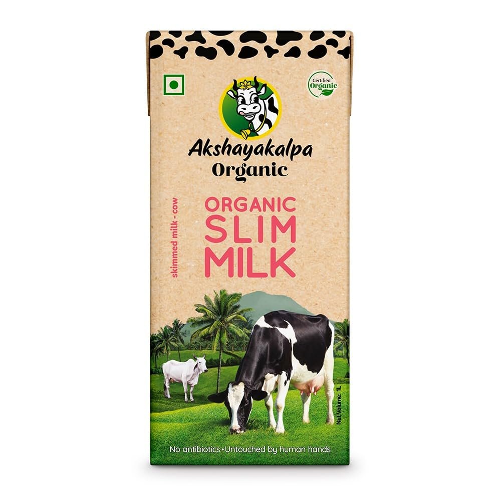 Akshayakalpa Organic Slim Milk (UHT), Pure antibiotic-free milk, low calorie, low fat, long shelf life, No chemical residues, convenient and ready-to-use, nutritious by nature, 1 Ltr