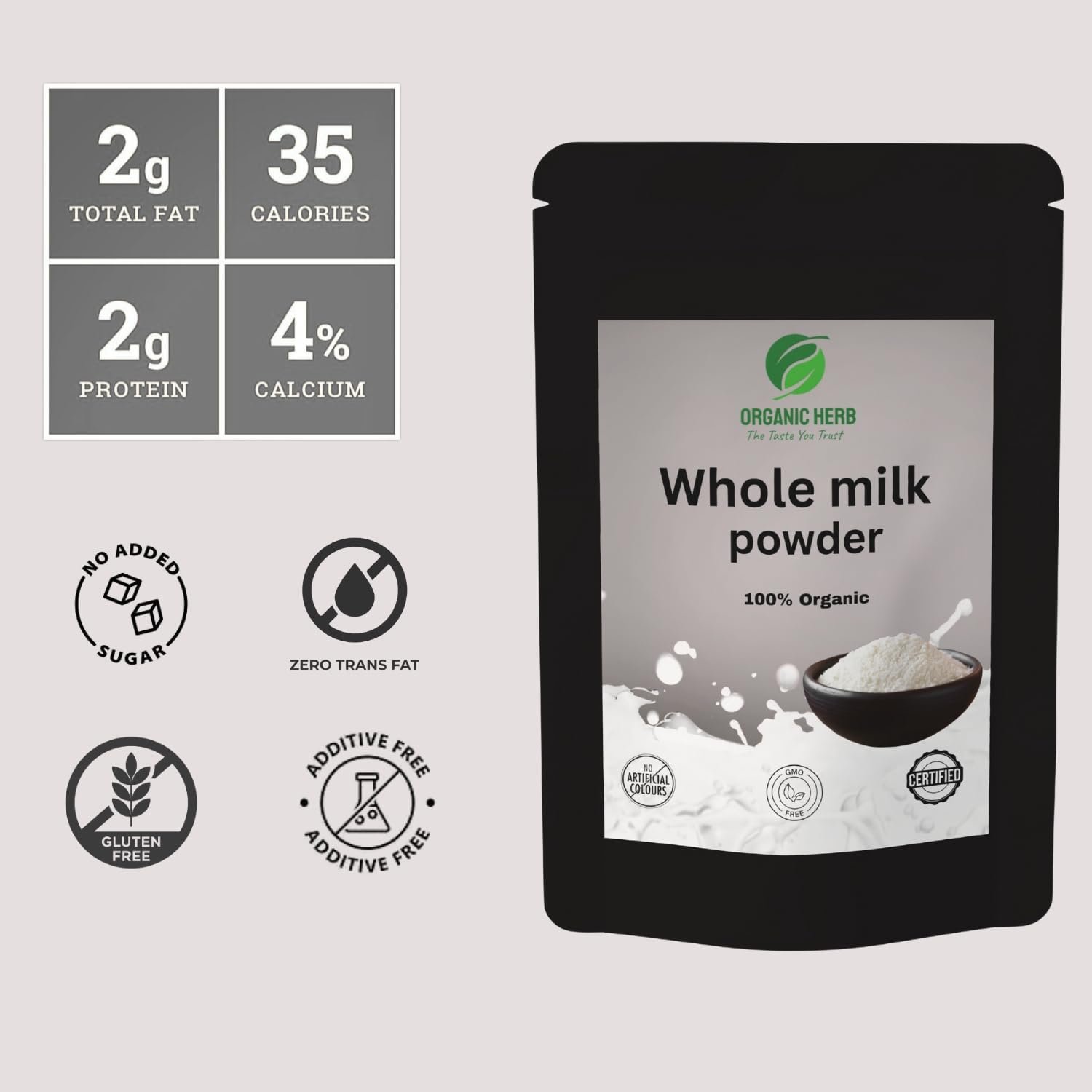 ORGANIC HERB Milk Powder – Pure & Natural | High Protein, Fat-Free Dairy Milk Powder | No Preservatives | Instant Mix for Tea & Coffee (1kg) - Image 3