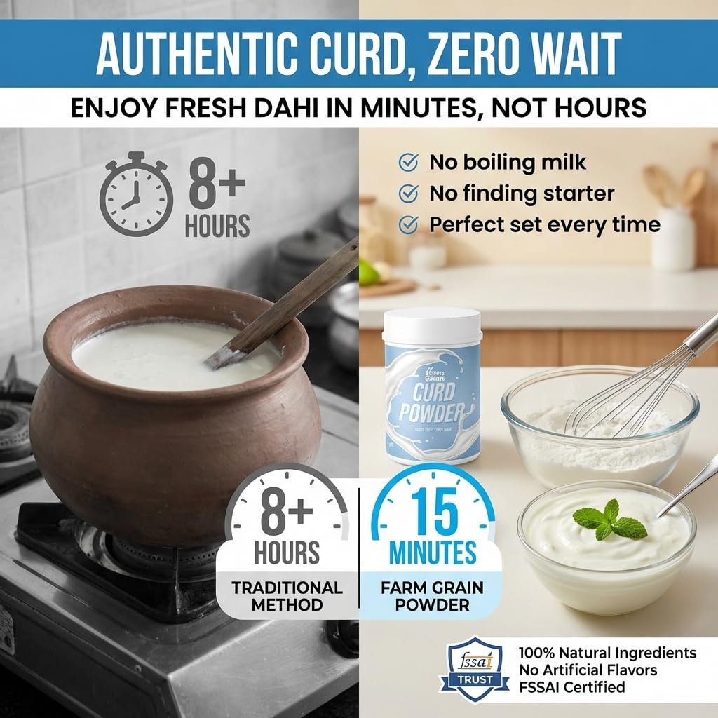 FARM GRAIN Curd Powder | Natural & Pure Dahi Powder | Ready-to-Make Curd Mix - 200g - Image 3