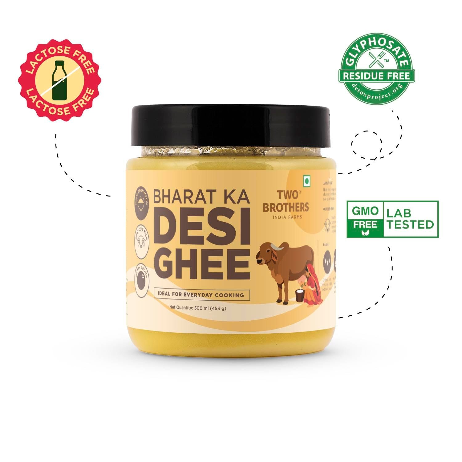 Two Brothers Bharat ka Desi Ghee 500 ml | Danedaar Ghee made from Desi Gir Cow milk cream | Grass-fed Desi Gir Cows | Premium Desi Ghee | Handcrafted in Small Batches - Image 5