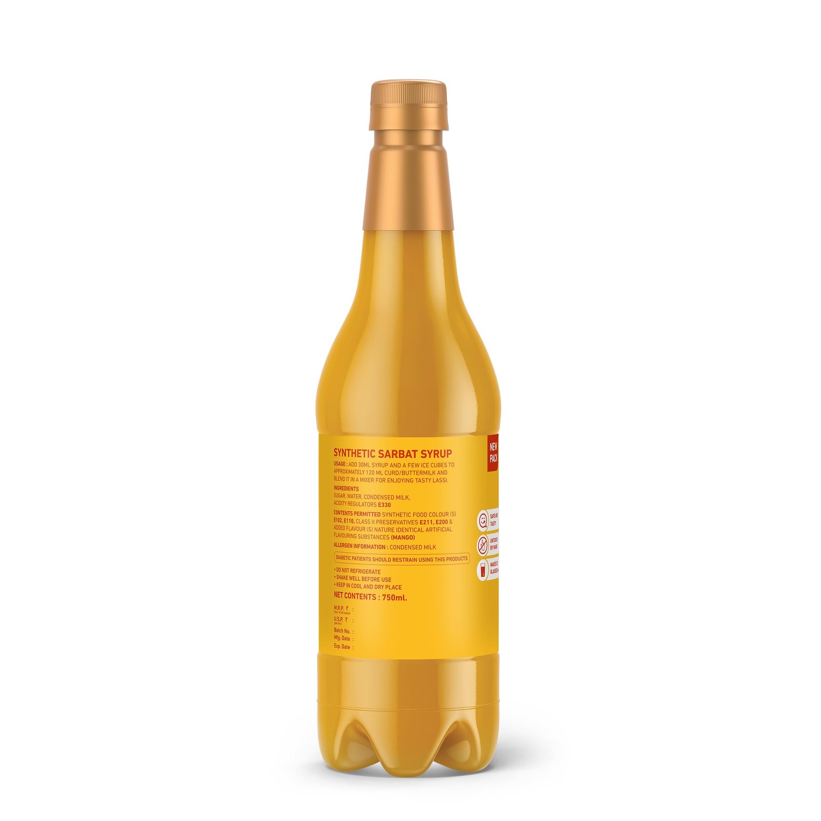 Mango Lassi Syrup for Lassi, Falooda, Milkshakes, Smoothies, Desserts, Ice Cream & Ice Gola (750ml) | Rich Alphonso Mango Taste | Refreshing Summer Drink Syrup | Easy to Mix For Party drinks / event catering | Natural Ingredients | Makes 25 Glasses - Image 2