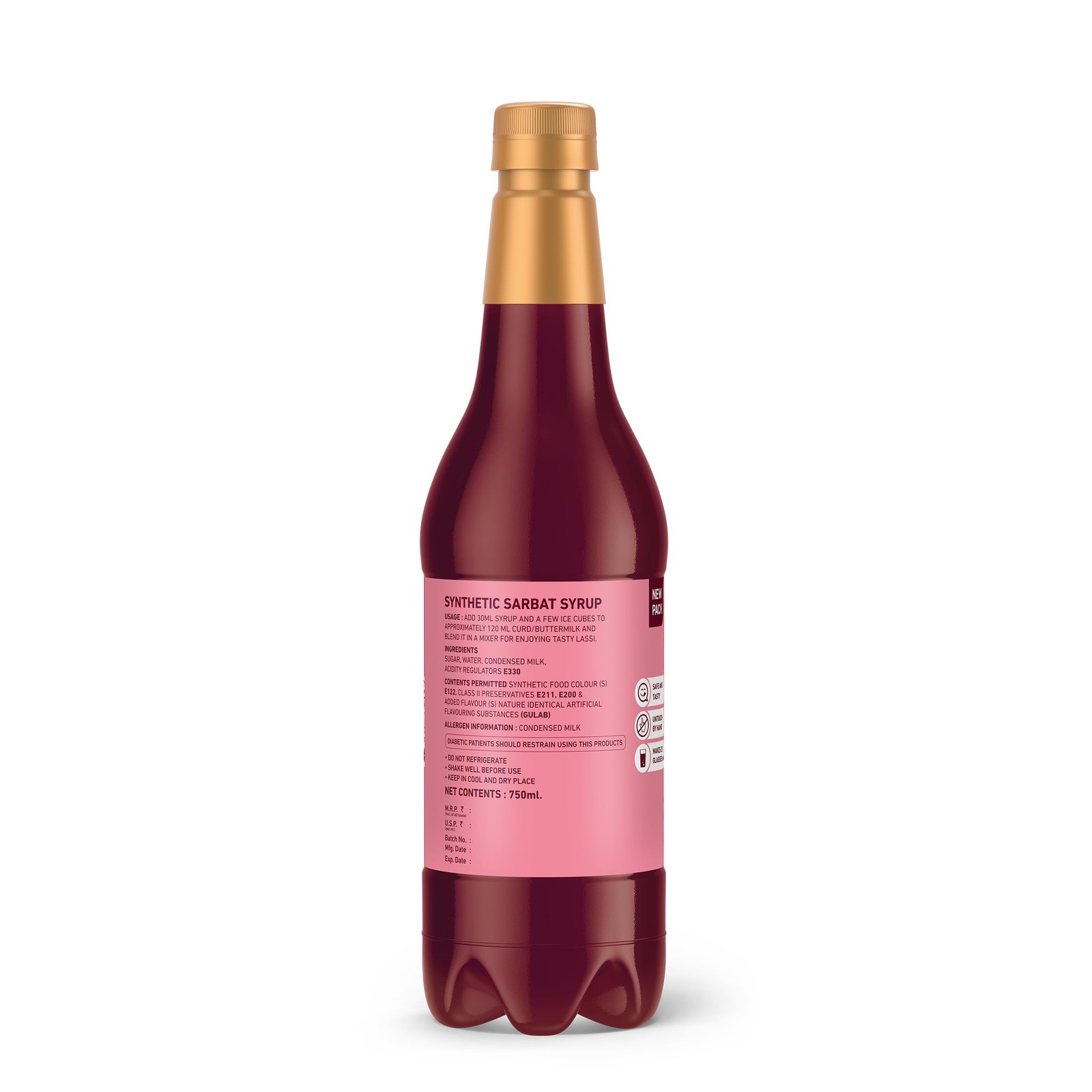 Rose Lassi Syrup for Milk, Lassi & Cold Drinks | Refreshing Aromatic Gulab Flavour Beverage Syrup | Natural Ingredients | Perfect for Falooda, Ice Cream, Ice Gola & Desserts | Perfect for Everyday | Makes 25 Glasses - 750 ml - Image 2