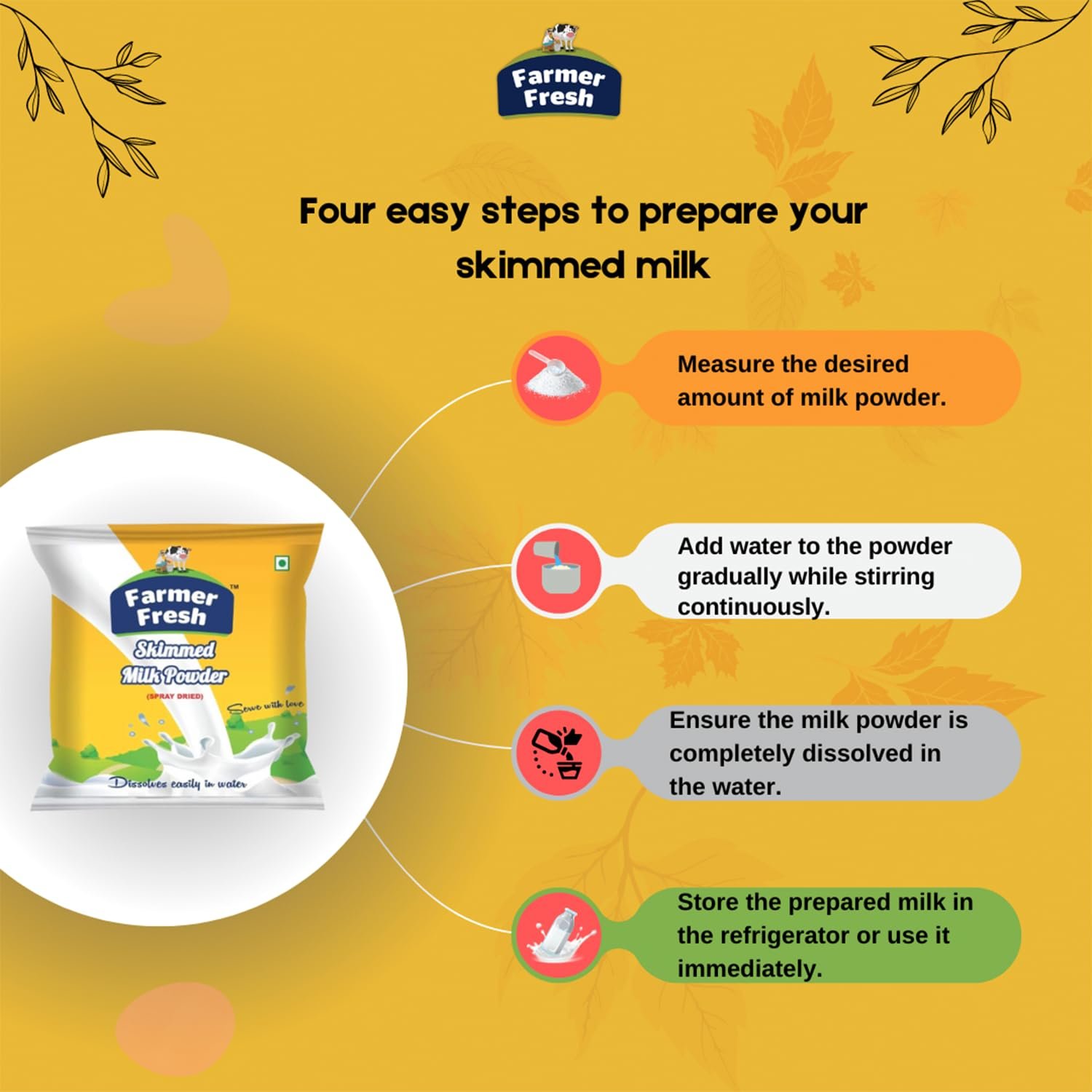 "Farmer Fresh Pure Skimmed Milk Powder (500g) | 100% Natural Low Fat, High Protein Milk Powder with No Preservatives & No Added Sugar | Dairy Powder for Baking, Tea, Coffee & Homemade Dahi/Curd" - Image 7