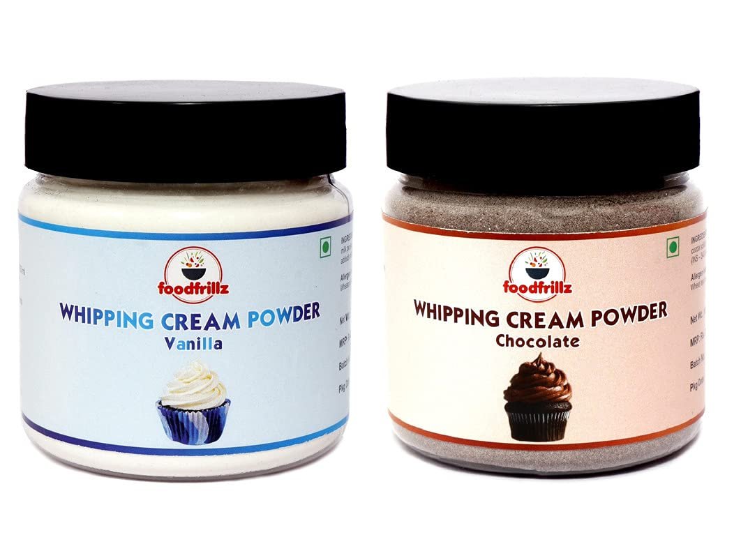 foodfrillz Whipping Cream Powder - All-Purpose Vanilla & Chocolate Flavour Combo (100g x 2)| Versatile for Desserts, Cakes, and Beverages | Creamy & Delicious for Every Occasion - Image 3
