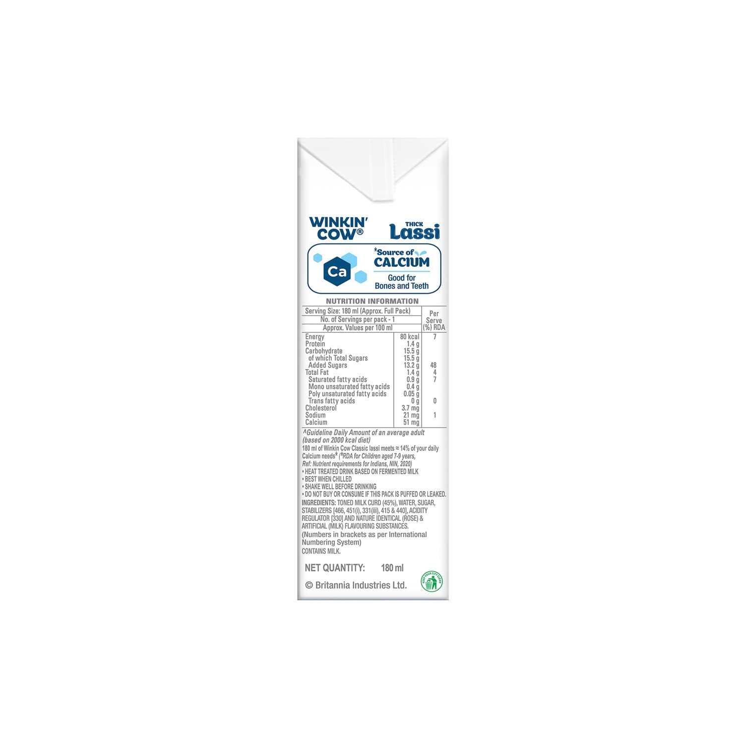 Britannia Winkin Cow Lassi - Classic, 180ml - Image 3