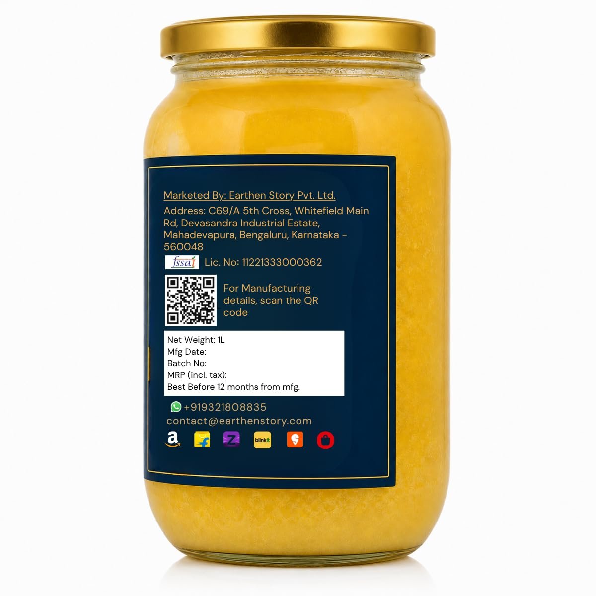 Earthen Story A2 Ghee from Desi Cow 1L | Lab Tested for 250+ Pesticides | Traditional Bilona Method from Curd | Pure Vedic A2 Cow Ghee in Glass Jar - Image 9