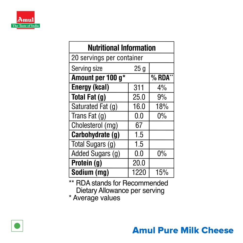 Amul Pure Milk Cheese Block, 500 g - Image 4