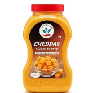 Nourcery Cheddar Cheese Powder for Popcorn - 400g | Grounded English Cheddar | Seasoning masala for Making Flavoured Pop-Corn, Pasta, Pizza, French Fries, Mac and Cheese, Biryani & Taco
