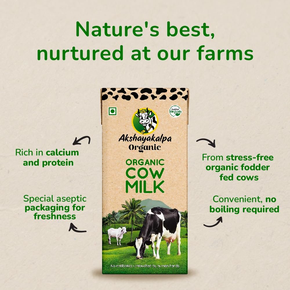 Akshayakalpa Organic Cow Milk (UHT) Pack of 16 (200ml) - Image 4