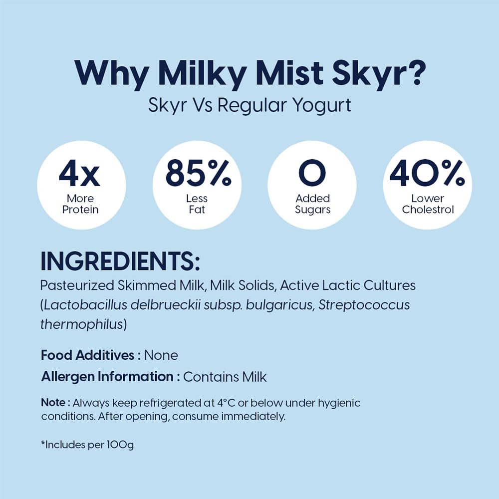 Milkymist Skyr High Protein Plain Yogurt, 225 gm - Image 3