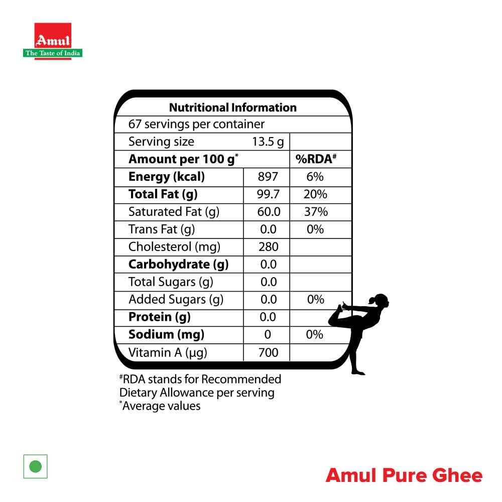 Amul Pure Ghee, 1 Liter Carton - Image 6