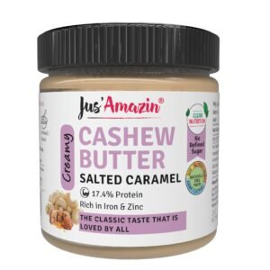 Jus' Amazin Creamy Cashew Butter – Salted Caramel (200g) | 17% Protein | Plant Based Nutrition | Zero Chemicals | Dairy Free | 100% Natural