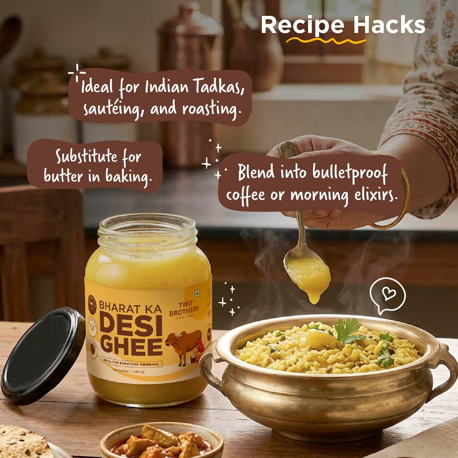 Two Brothers Bharat ka Desi Ghee 500 ml | Danedaar Ghee made from Desi Gir Cow milk cream | Grass-fed Desi Gir Cows | Premium Desi Ghee | Handcrafted in Small Batches - Image 6