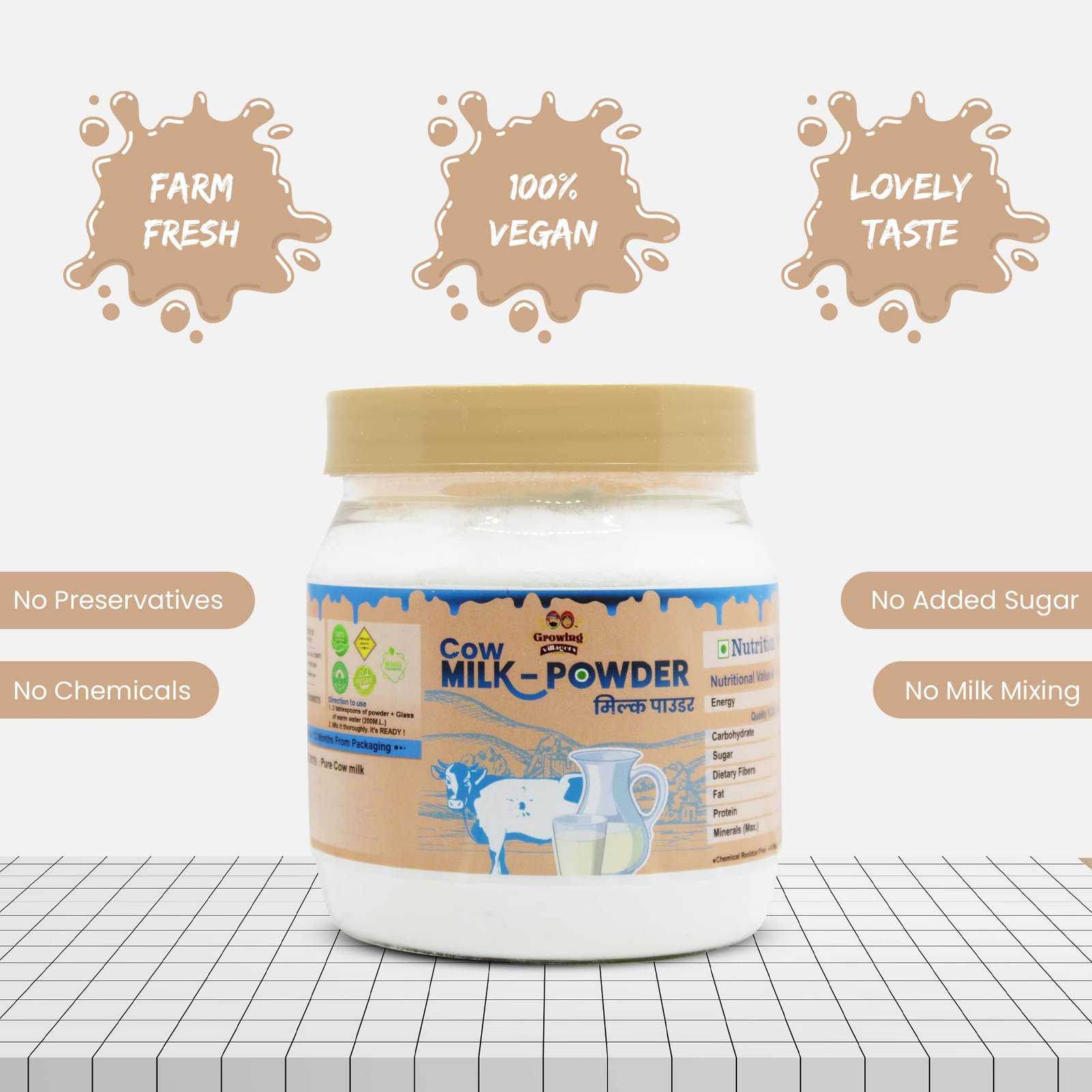 Growing Villagers A2 Desi Cow Milk Powder | Whole Milk Cream Organic Grass Fed A2 Cow Milk Powder | Multipurpose Use | No Additives No Preservatives | 150 Grams - Image 3