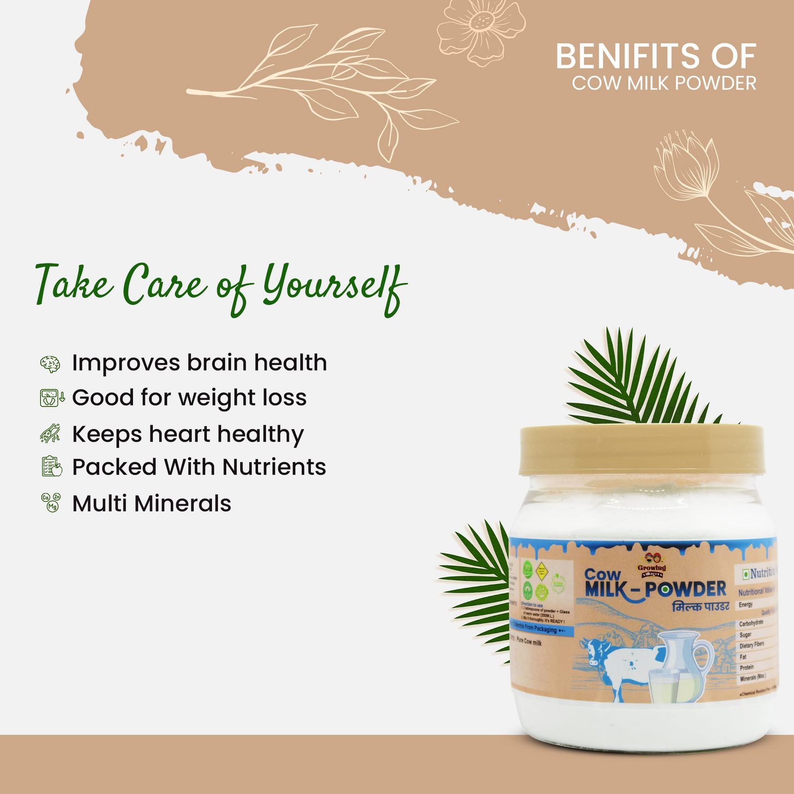 Growing Villagers A2 Desi Cow Milk Powder | Whole Milk Cream Organic Grass Fed A2 Cow Milk Powder | Multipurpose Use | No Additives No Preservatives | 150 Grams - Image 2