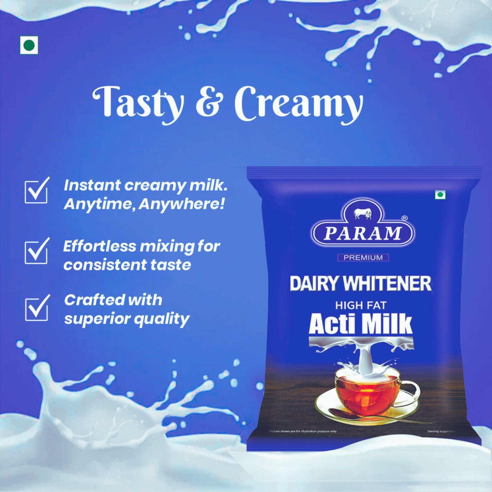 Param Dairy Whitener Milk Powder 1Kg | 100% Pure & Natural Delicious Milky flavor | Thick & Creamy Texture No Added Preservatives | Ideal for Tea, Coffee & Daily Use (Pack of 1) - Image 3
