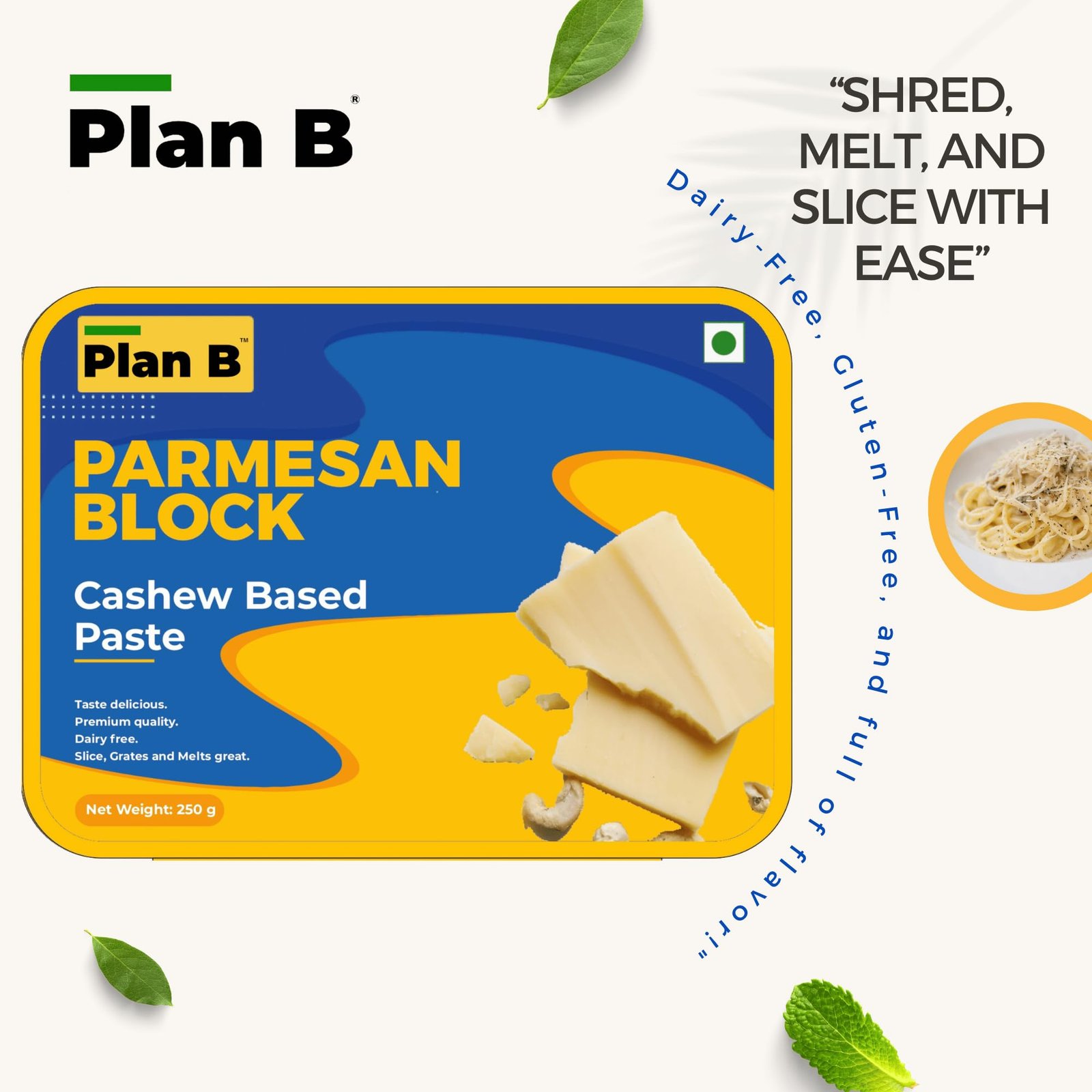 Plan B Plant-Based Parmesan Cheese Block 250g - Image 2
