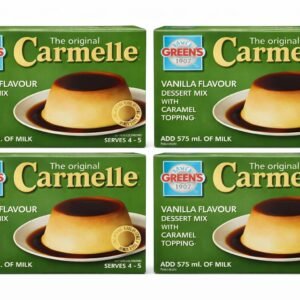 Greens Carmelle Vanilla Flavour Dessert Mix with Caramel Topping | Instant Caramel Custard Pudding Dessert Easy to Prepare Smooth Creamy Texture 75g Each Pack of 4 (Imported)