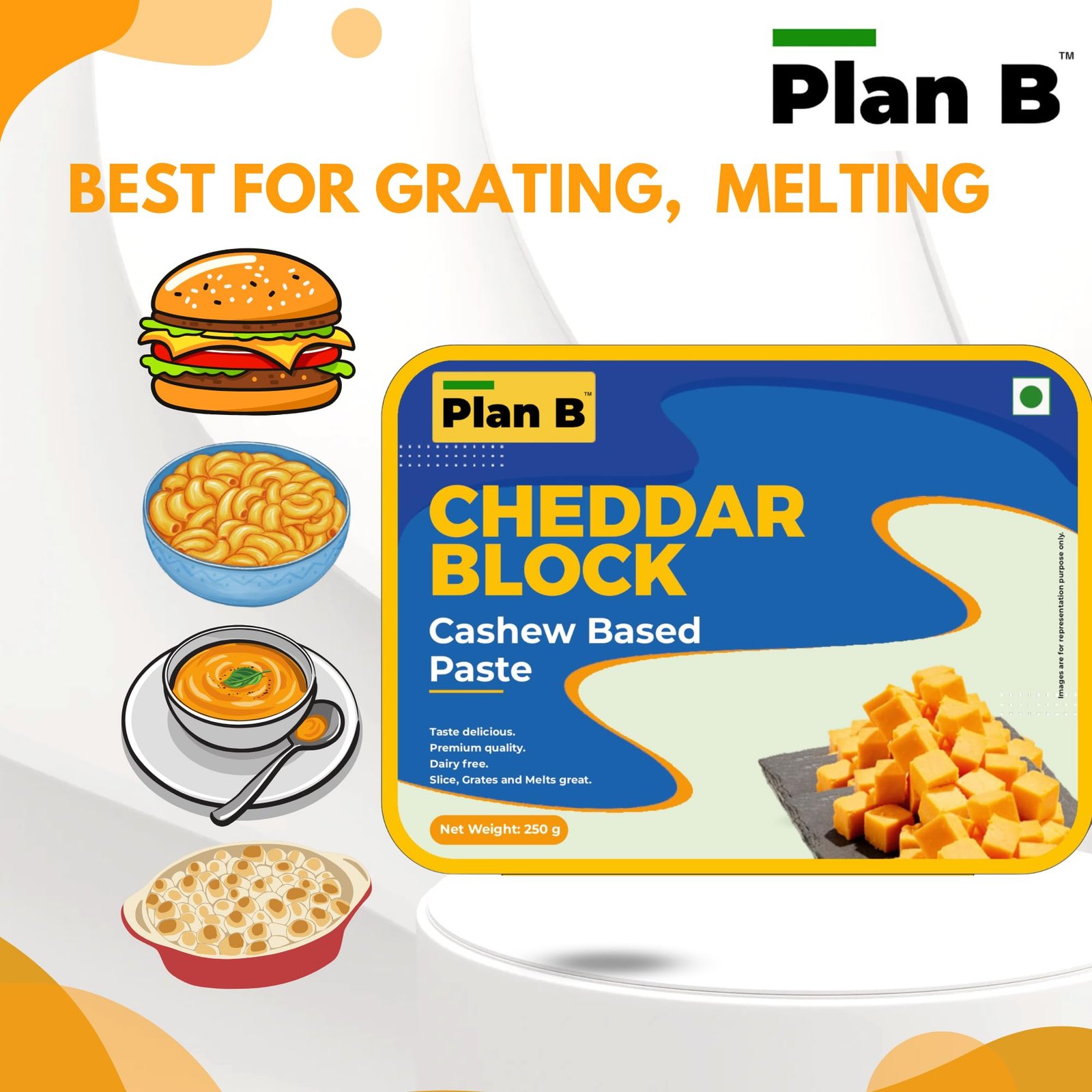 Plan B Plant-Based Cheddar Cheese Block 250g - Image 5