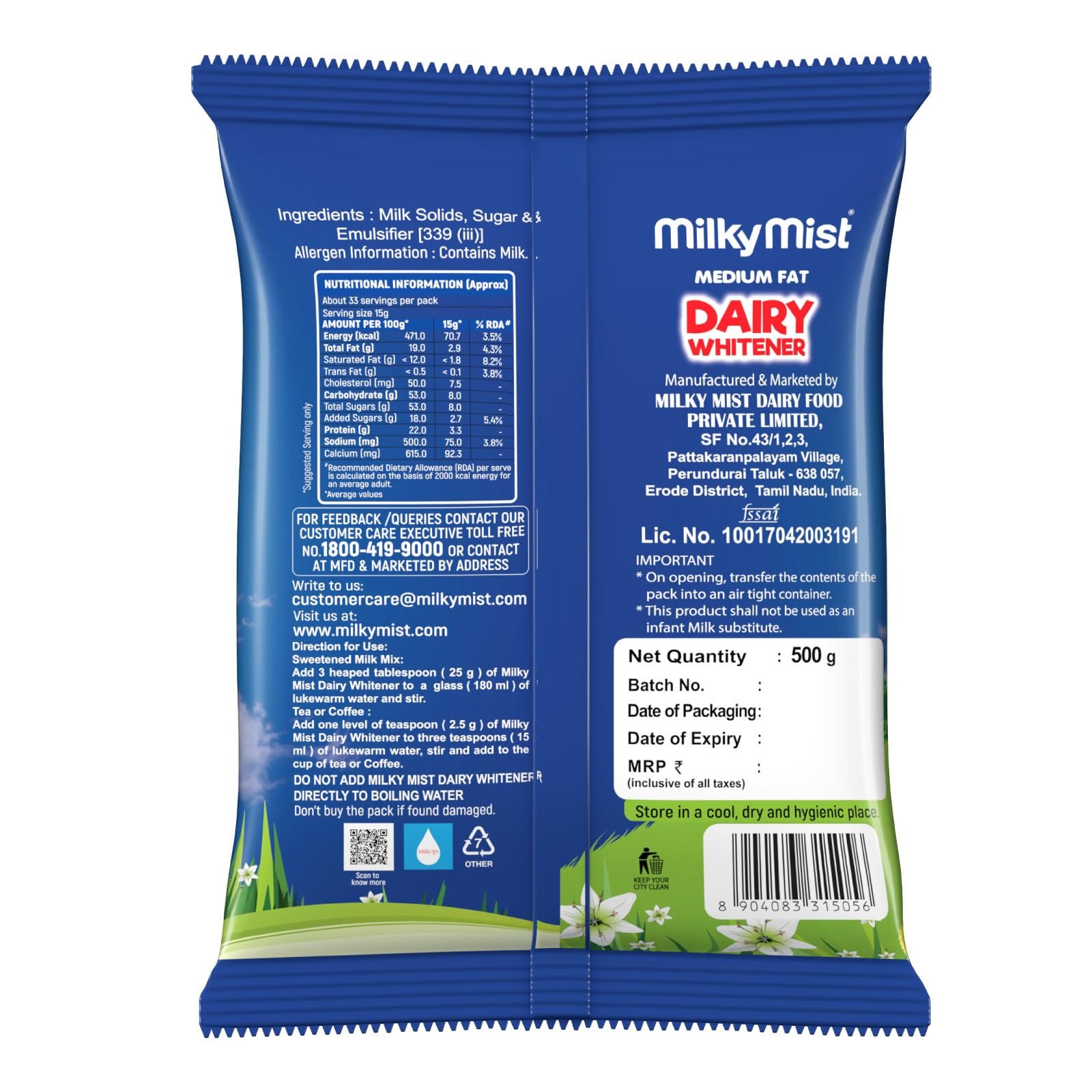 Milky Mist Dairy Whitener Powder Pouch, 500 G - Image 2