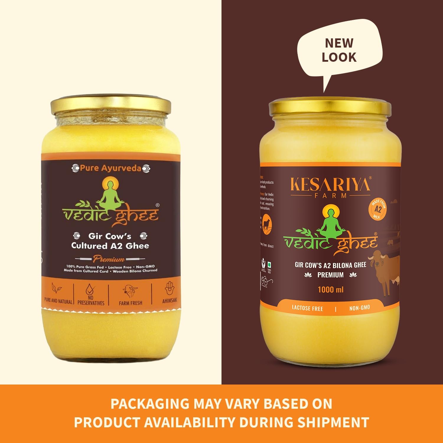 Vedic Ghee Premium A2 Gir Cow Cultured Desi Ghee from Kesariya Farm | Vedic Bilona Two Way Churned | Indian Gir Cow Ghee, Pure A2 Ghee, Natural & Healthy, Non-GMO | Lab Certified (1L) - Image 2