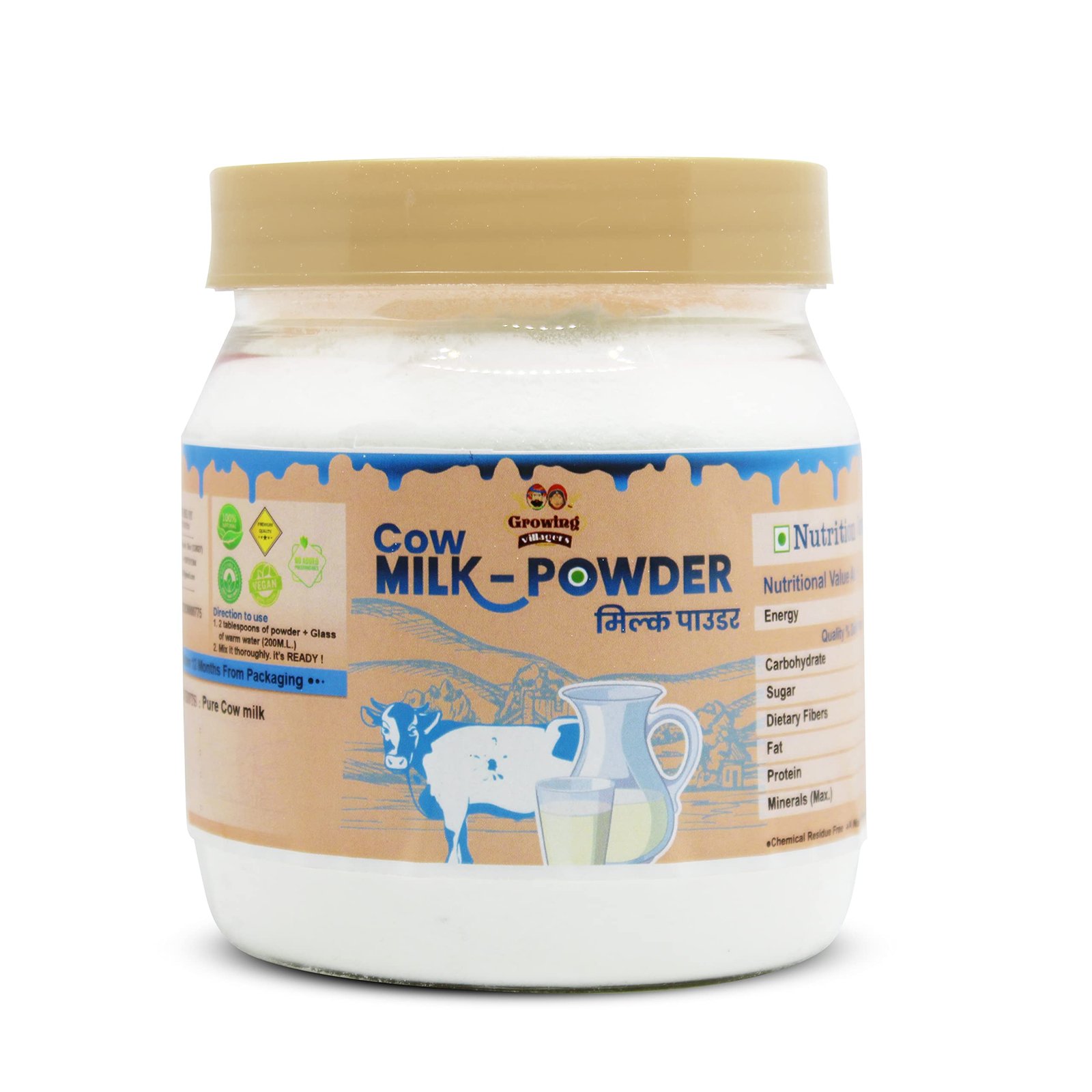 Growing Villagers A2 Desi Cow Milk Powder | Whole Milk Cream Organic Grass Fed A2 Cow Milk Powder | Multipurpose Use | No Additives No Preservatives | 150 Grams