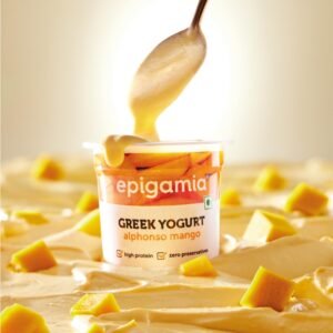 Epigamia Alphonso Mango Greek Yogurt, 85g | Real Fruits, Zero preservatives | Low Fat, high Protein