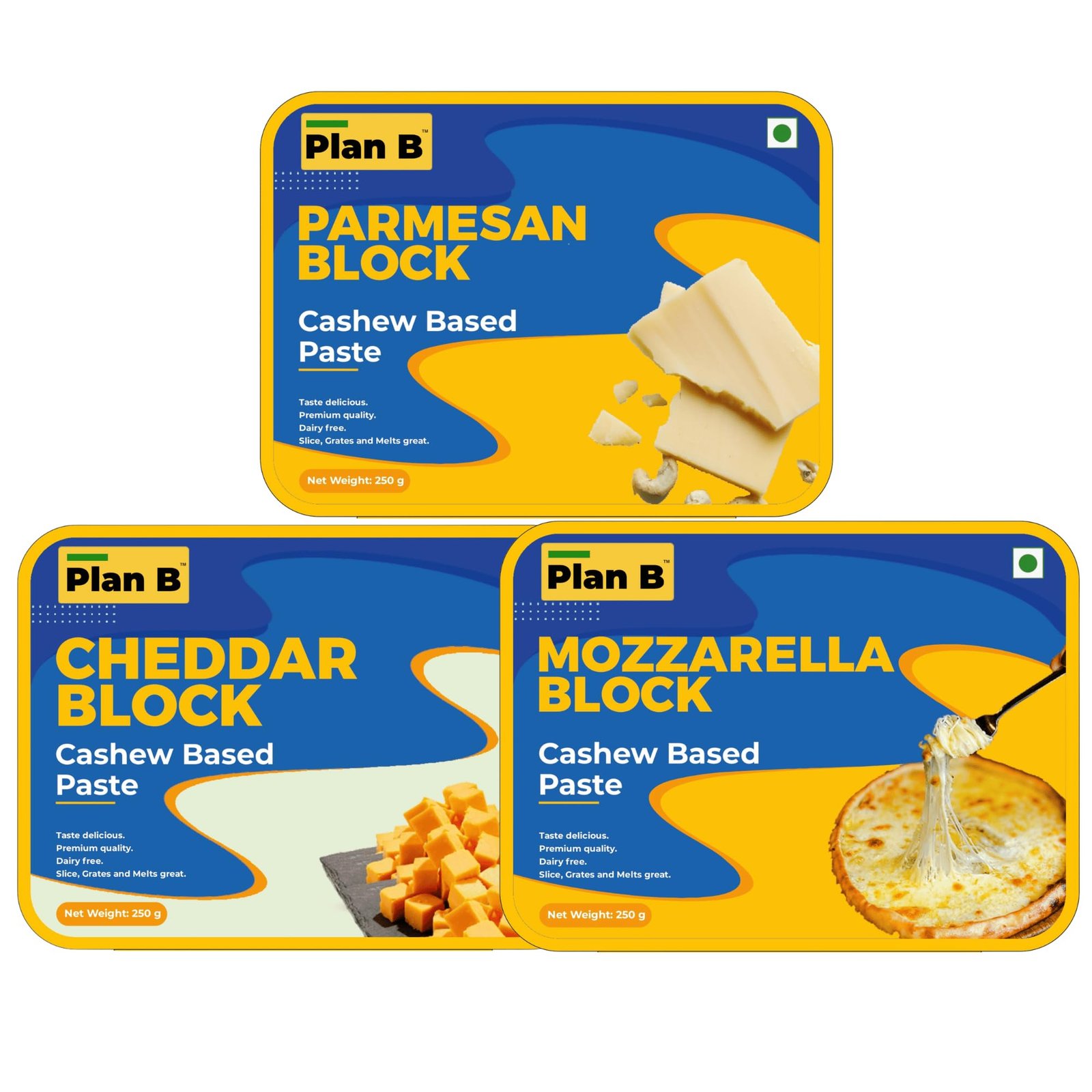 Plan B Plant Based Gourmet Cheese Block Trio | 750g