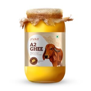Jiva Gir Desi Cow A2 Ghee 1 L | Made With A2 Milk From Gir Cows Using Bilona Churning Process | Excellent source of OMEGA 3, OMEGA 6, Vitamins B2, B12 (Pack of 1)