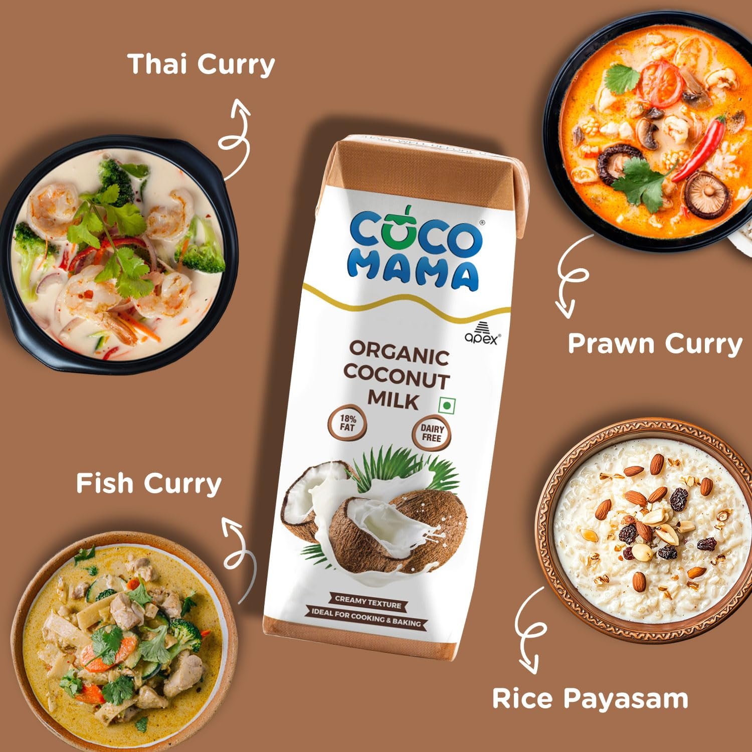 Coco Mama Organic Coconut Milk Dairy-Free,250 Ml|Pack Of 4|Rich & Creamy Texture|Enriched With Nutrients|Contains 18% Fat|No Added Artificial Sweeteners|Lactose-Free|Used For Cooking & Baking Purposes - Image 4
