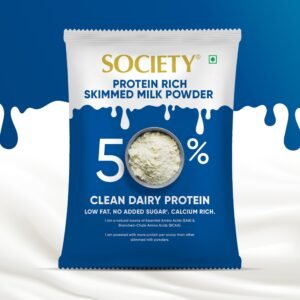 Society Protein Rich Skimmed Milk Powder, 50% Protein – 10g Protein per Serving | Clean Dairy Protein with All 9 EAAs & including all 3 BCAAs | No Added Sugar, Low Fat | Whey Alternative | Veg | 250g