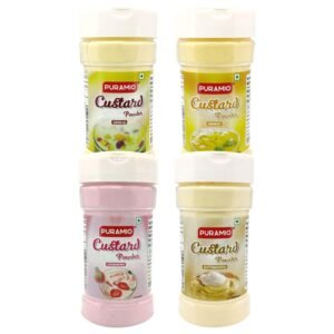 Puramio Custard Powder [Pack of 4]- Vanilla, Strawberry, Mango & Butterscotch, 100g Each