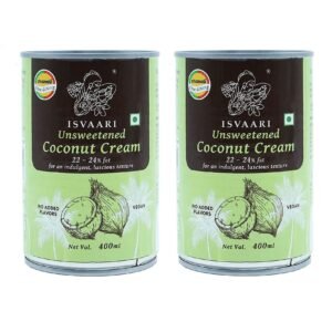 Isvaari Unsweetened Coconut Cream | Canned | 400ml | Pack of 2