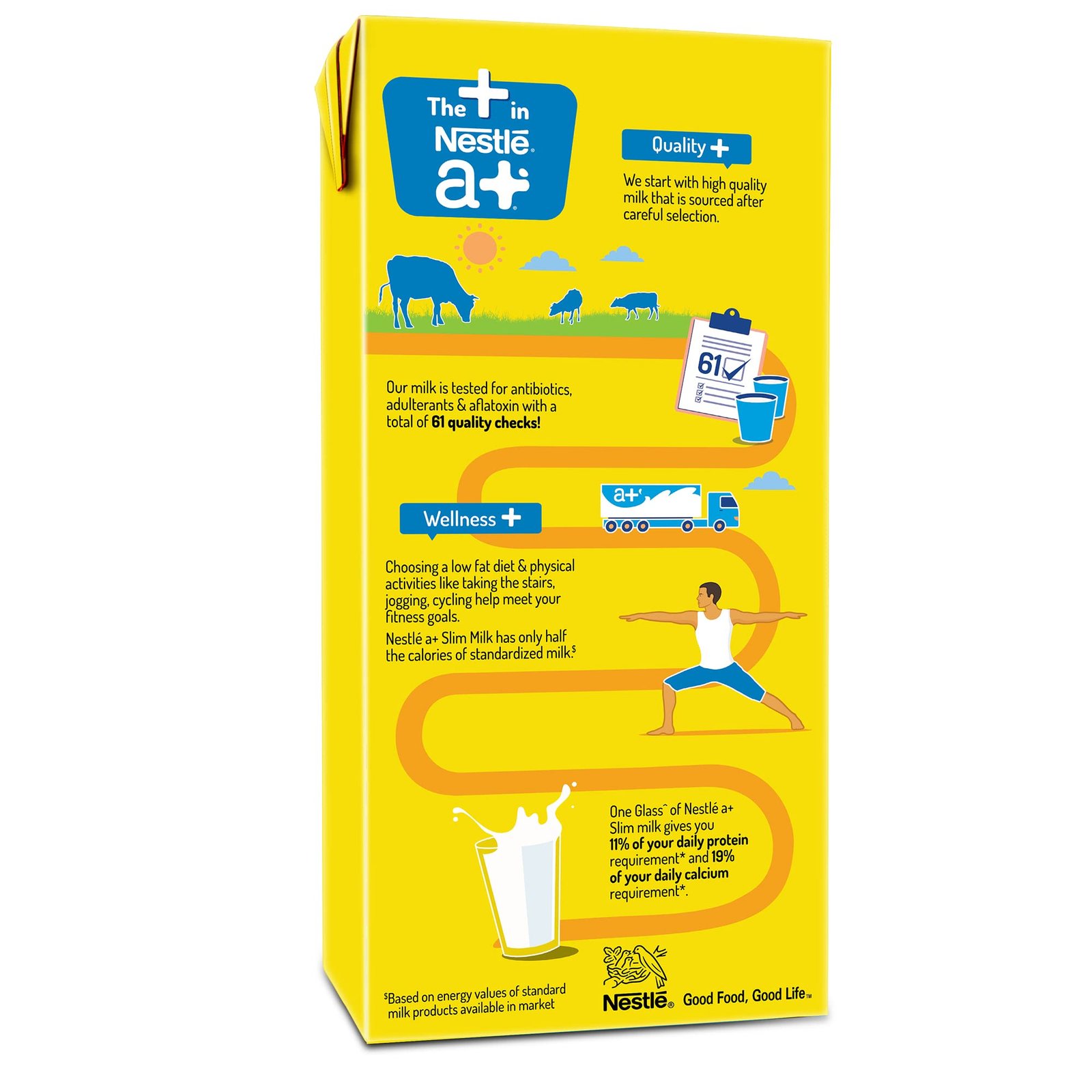 Nestlé a+ Slim Skimmed Milk, Tetra Pack, 1L - Image 2