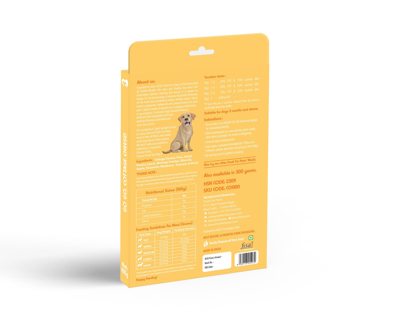 Fresh For Paws 100% Natural And Human Grade Go, Go, Cottage Cheese Fresh Wet Dog Food Ready To Eat | Complete And Balanced Meals For Dogs With Healthy Fats And High Protein | All Breed | 100 Gram Pack Of 2 - Image 2