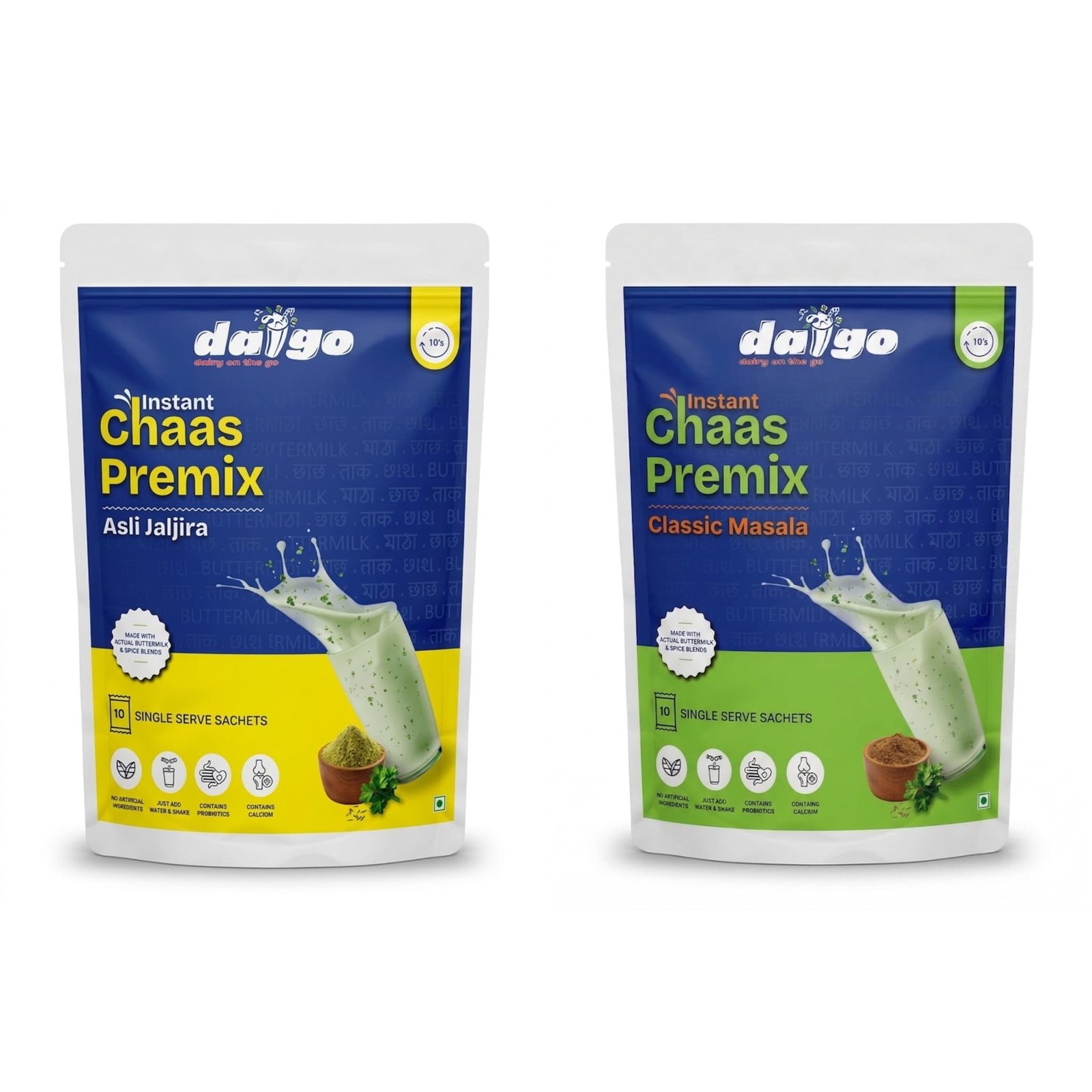 Instant Buttermilk Premix Masala and Jaljira Flavour | Pack of 10x2-260g