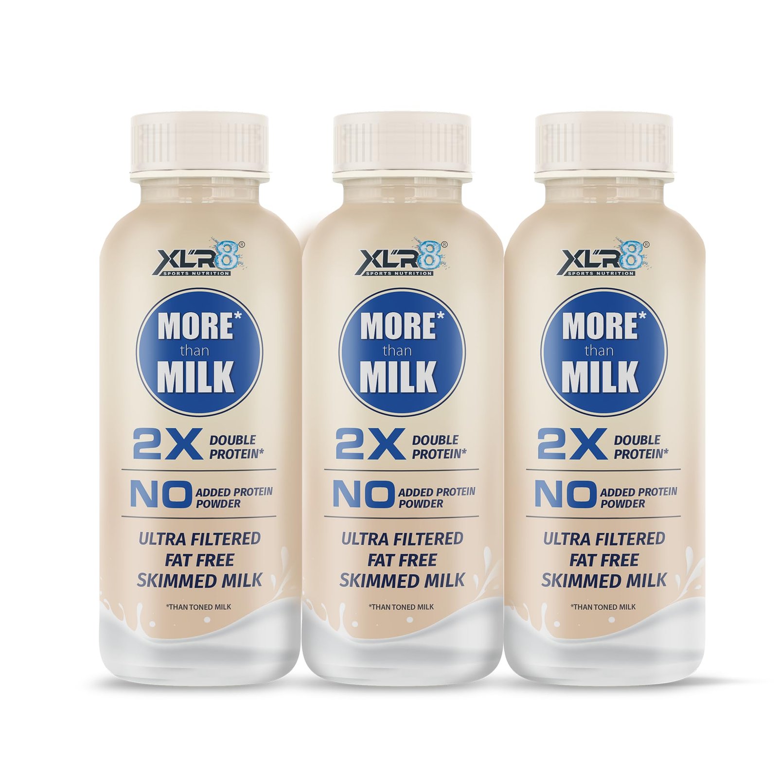 XLR8 More than Milk Ultra-Filtered High Protein Skimmed Cow’s Milk 250 ml, 2X Protein, Fat Free, No Preservatives (Pack of 3)