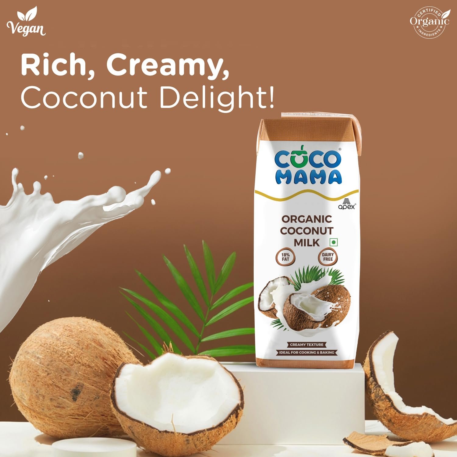 Coco Mama Organic Coconut Milk Dairy-Free,250 Ml|Pack Of 4|Rich & Creamy Texture|Enriched With Nutrients|Contains 18% Fat|No Added Artificial Sweeteners|Lactose-Free|Used For Cooking & Baking Purposes - Image 5