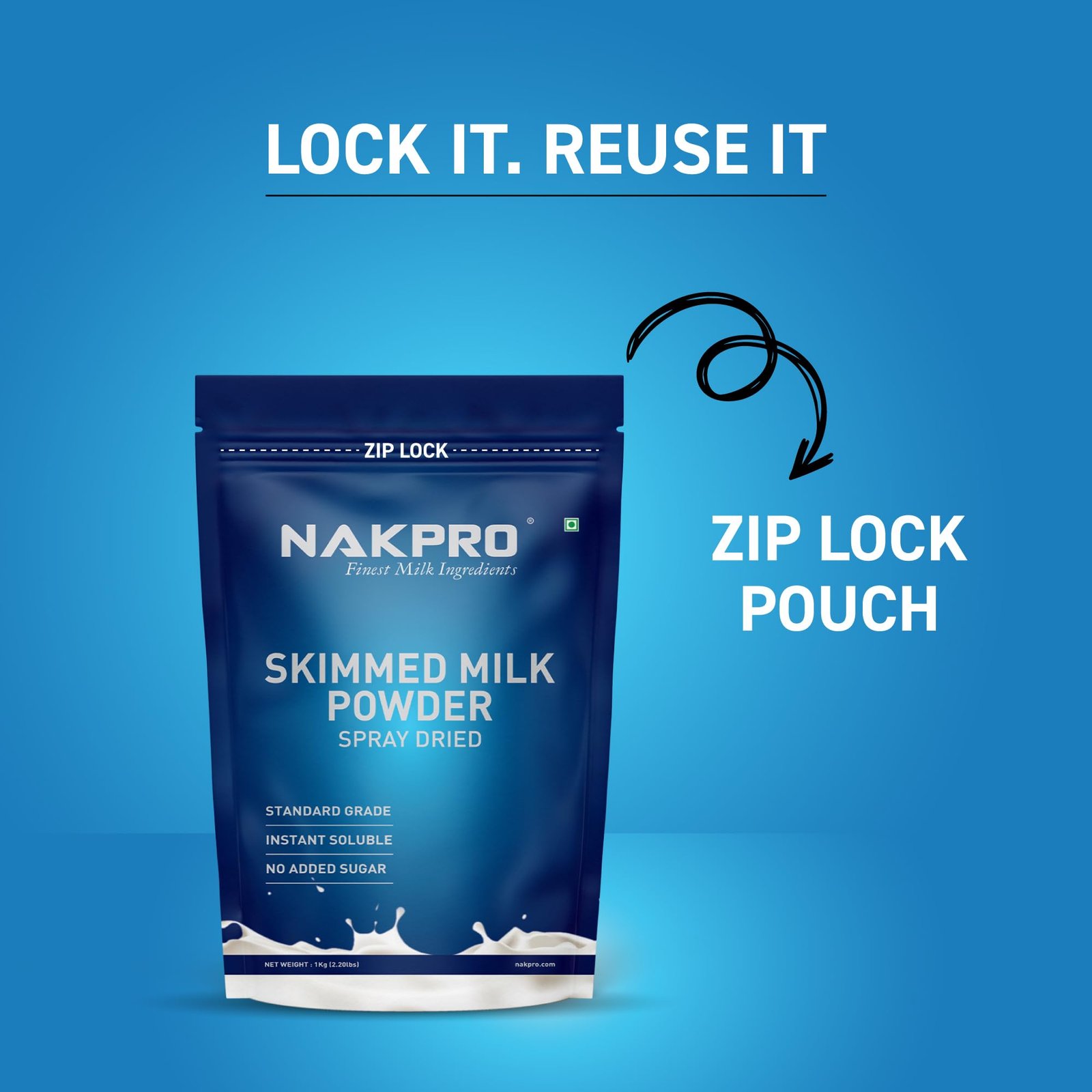 NAKPRO Skimmed Milk Powder, 1000g | Spray Dried | Made from Cow’s Milk | Suitable for Tea & Coffee | Tested by a NABL-Accredited Laboratory - Image 3