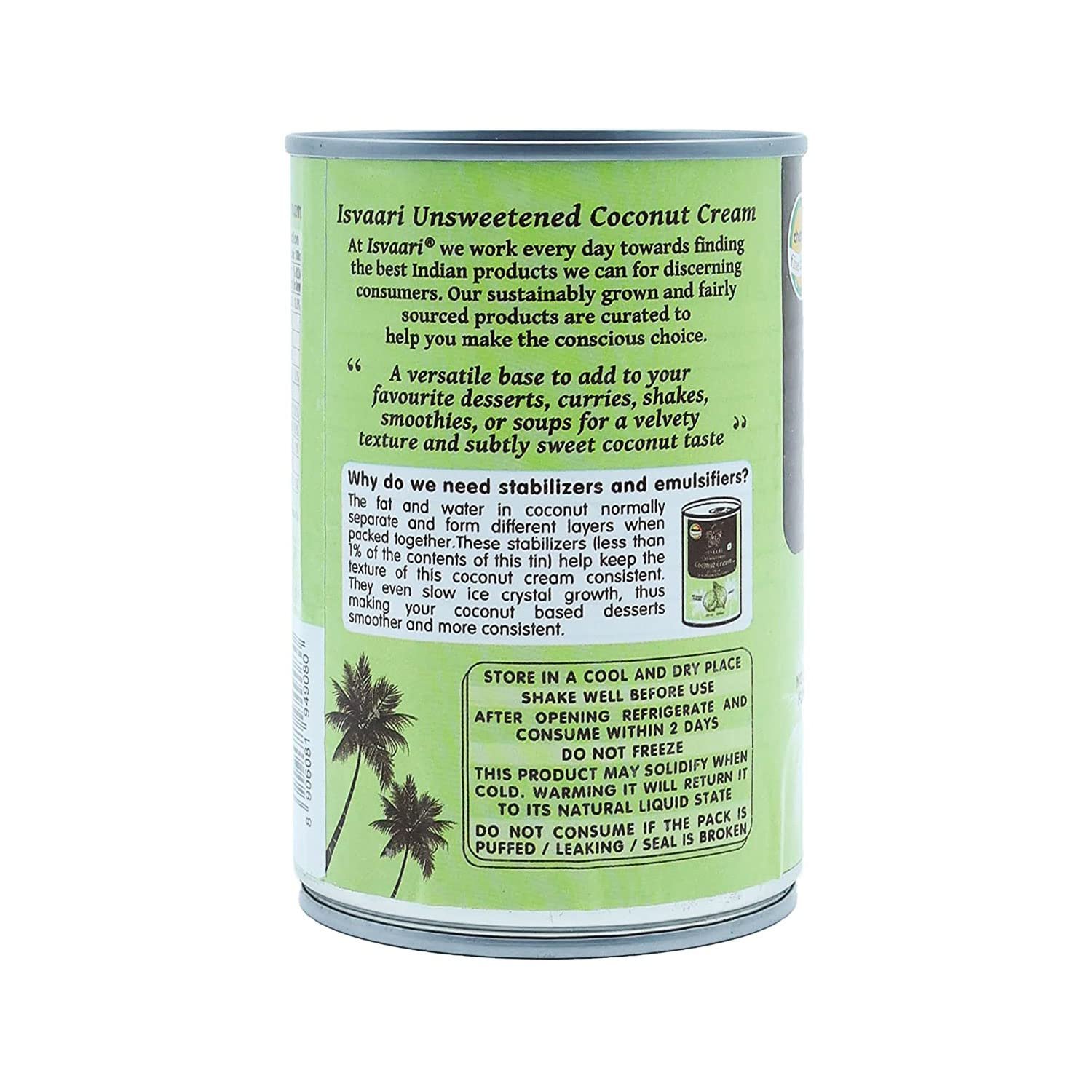 Isvaari Unsweetened Coconut Cream | Canned | 400ml | Pack of 2 - Image 4
