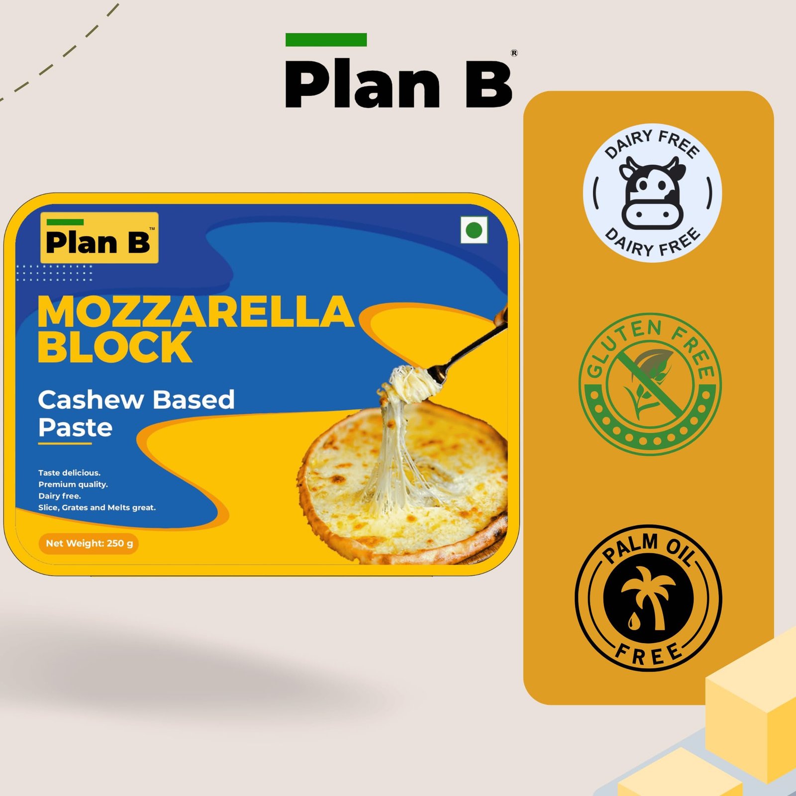 Plan B Plant Based Gourmet Cheese Block Trio | 750g - Image 2