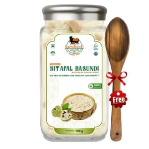 Kamdhenu Gauveda Sitafal Basundi Mix 700g | Instant Custard Apple Basundi Dessert Mix | Made with Real Dried Sitafal & Skimmed Milk Powder | No Preservatives, No Artificial Colours | FSSAI Certified | Glass Bottle