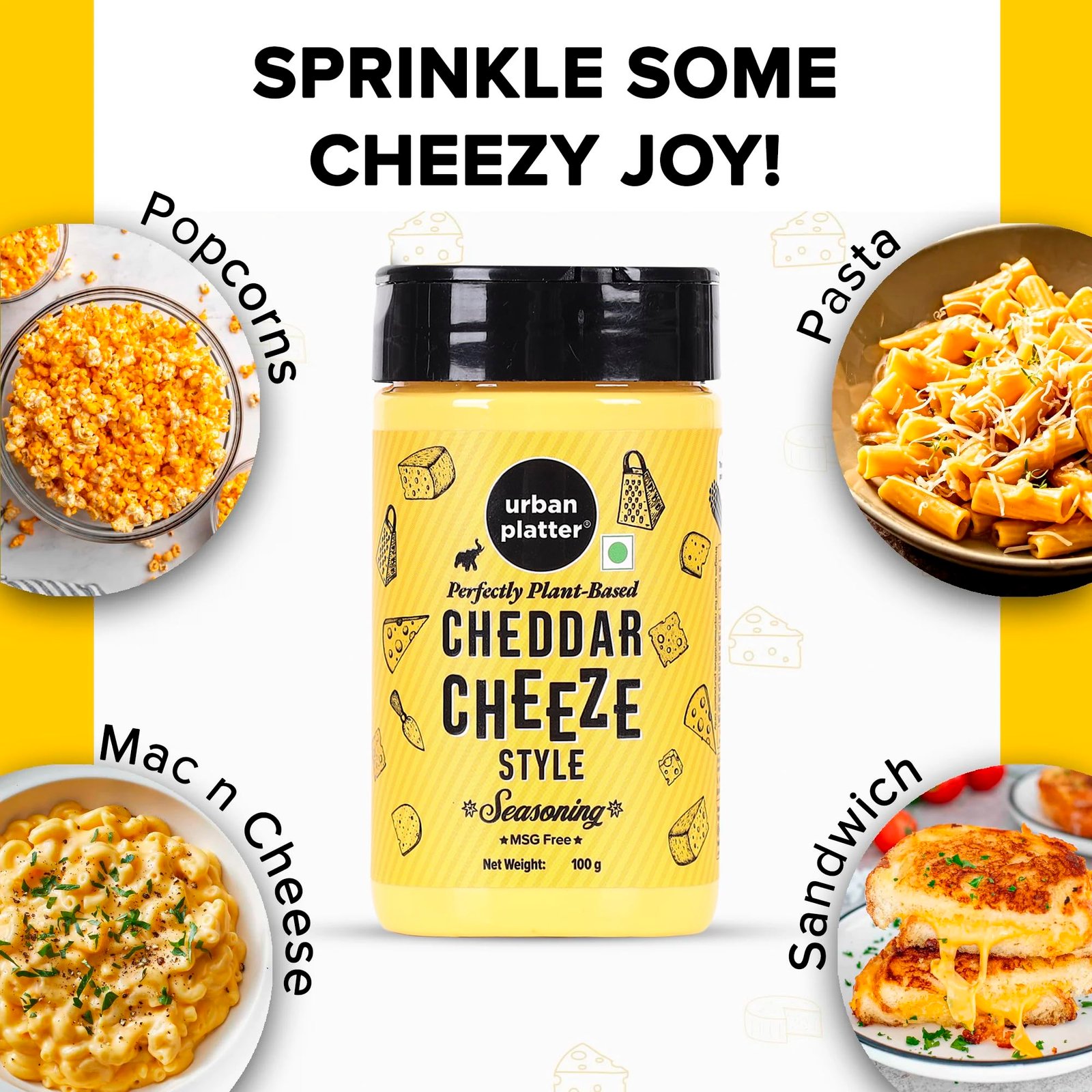 Urban Platter Cheddar Cheese Style Seasoning, 100g (Perfectly Plant-based | Ideal for Pop Corn, Fries, Pasta, and more) - Image 8