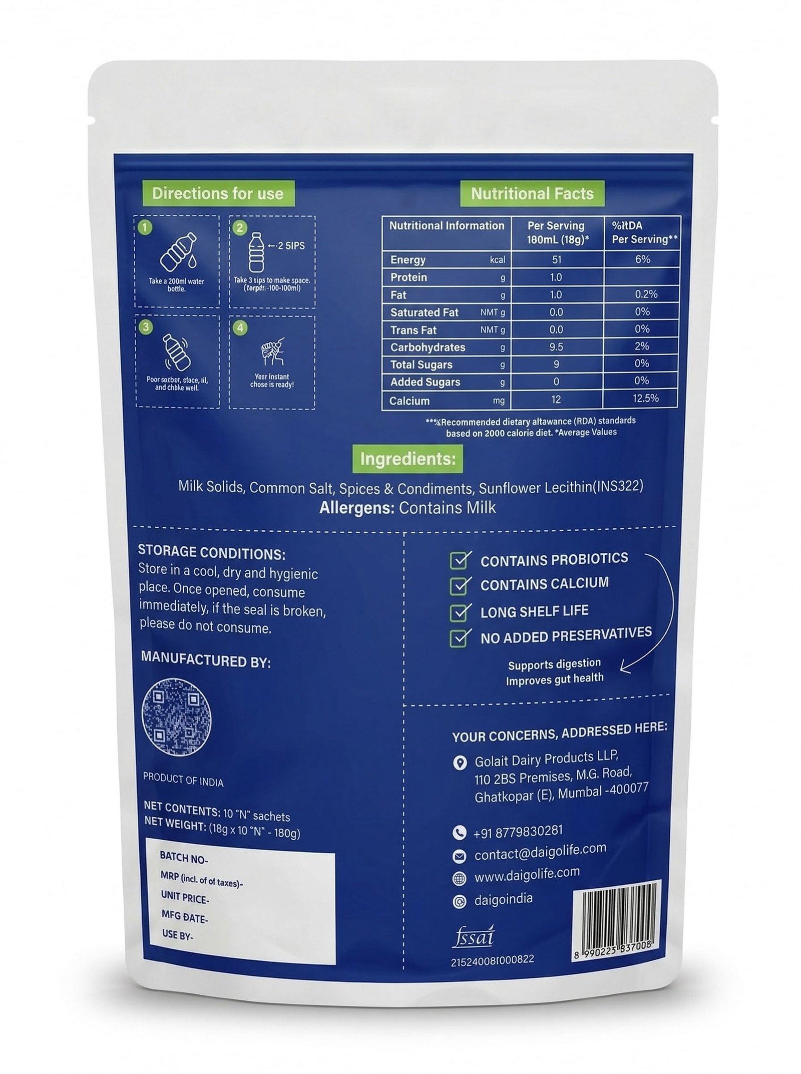 Instant Buttermilk Premix Masala and Jaljira Flavour | Pack of 10x2-260g - Image 5