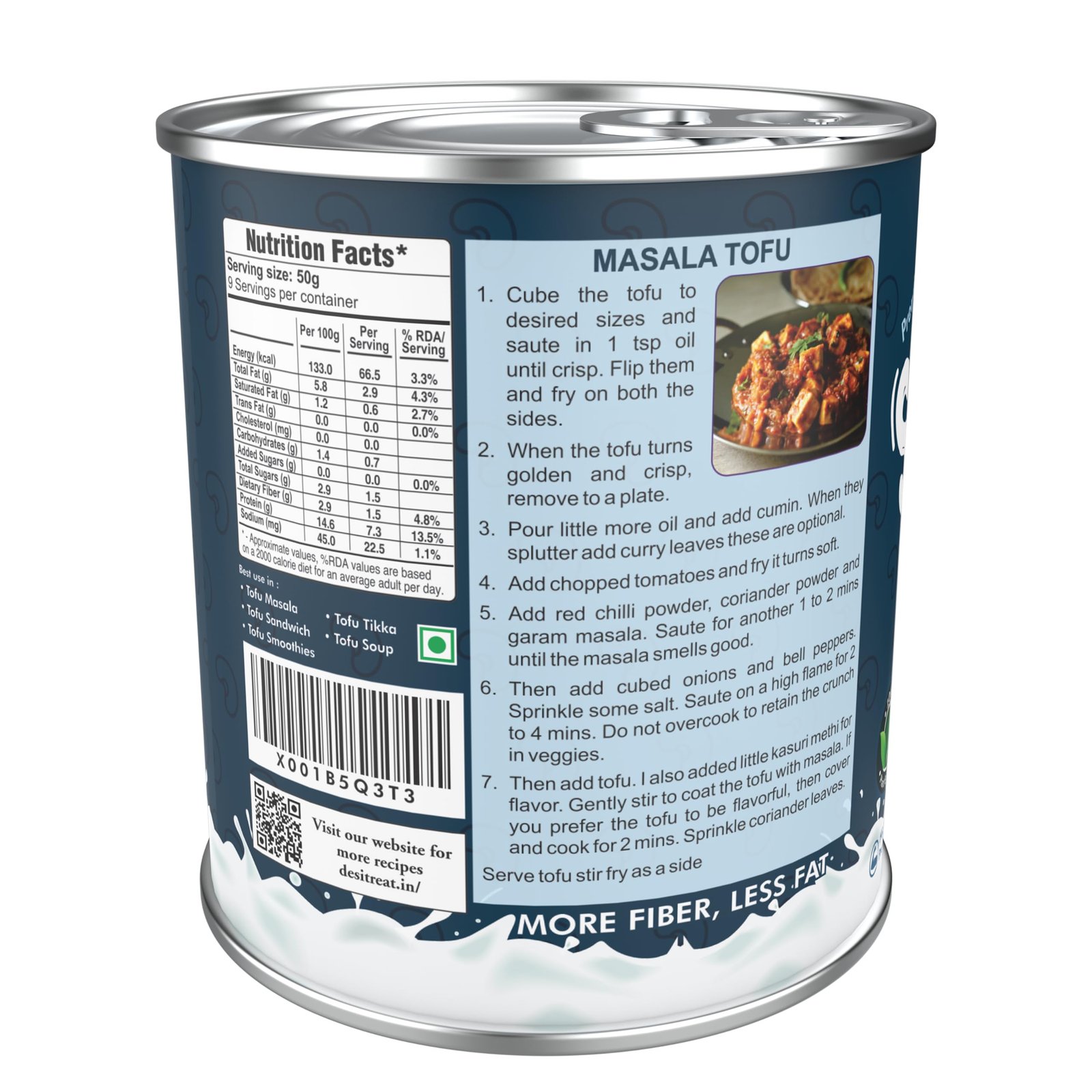 Desi Treat SOYA Paneer (Tofu) – Natural, Soft & Creamy Plant-Based Protein, No Preservatives, Healthy Vegetarian Alternative to Paneer – 800g Pack - Image 2